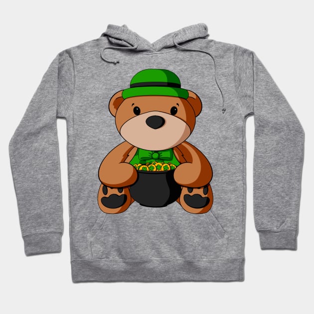 St. Patrick's Day Pot o' Gold Teddy Bear Hoodie by Alisha Ober Designs